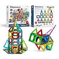 Discovery 100-Piece 3D Magnetic Tile Set [Amazon Exclusive] Construction Building Block Creativity Kit, Educational Learning STEM Toy, Safe Non-Toxic Engineering Development Preschool Activity
