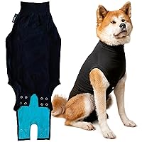 Recovery Suit for Dogs - Dog Surgery Recovery Suit with Clip-Up System - Breathable Fabric for Spay, Neuter, Skin Conditions, Incontinence -XXXS Dog Suit by Suitical, Black