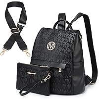 MKP Women Fashion Backpack Purse Multi Pockets Signature Anti-Theft Rucksack Travel Ladies Shoulder Bag Handbag 2Pcs