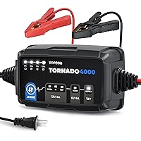 Battery Charger Automotive Trickle Charger Battery Maintainer, TOPDON T4000 4A/1A for 6V/12V Lead-Acid/Lithium ion Batteries Auto Smart Battery Desulfator with Temperature Compensation AGM Deep Cycle