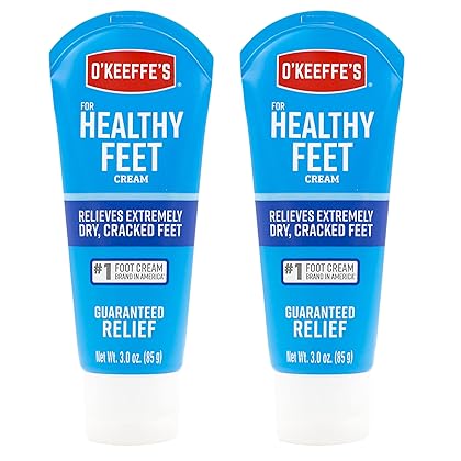 O'Keeffe's for Healthy Feet Foot Cream, Guaranteed Relief for Extremely Dry, Cracked Feet, Clinically Proven to Instantly Boost Moisture Levels, 3.0 Ounce Tube, (Pack of 2)