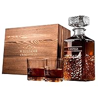 Gift for Dad,Whiskey Decanter and 2 Glasses with Wooden Gift Box,Father's Day Gift,Groomsman Gift,Engraved Whiskey Decanter Set,Whiskey Gift for Men