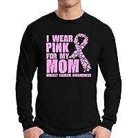 Awkward Styles Men's I Wear Pink for My Mom Long Sleeve T Shirt Tee Breast Cancer Awareness