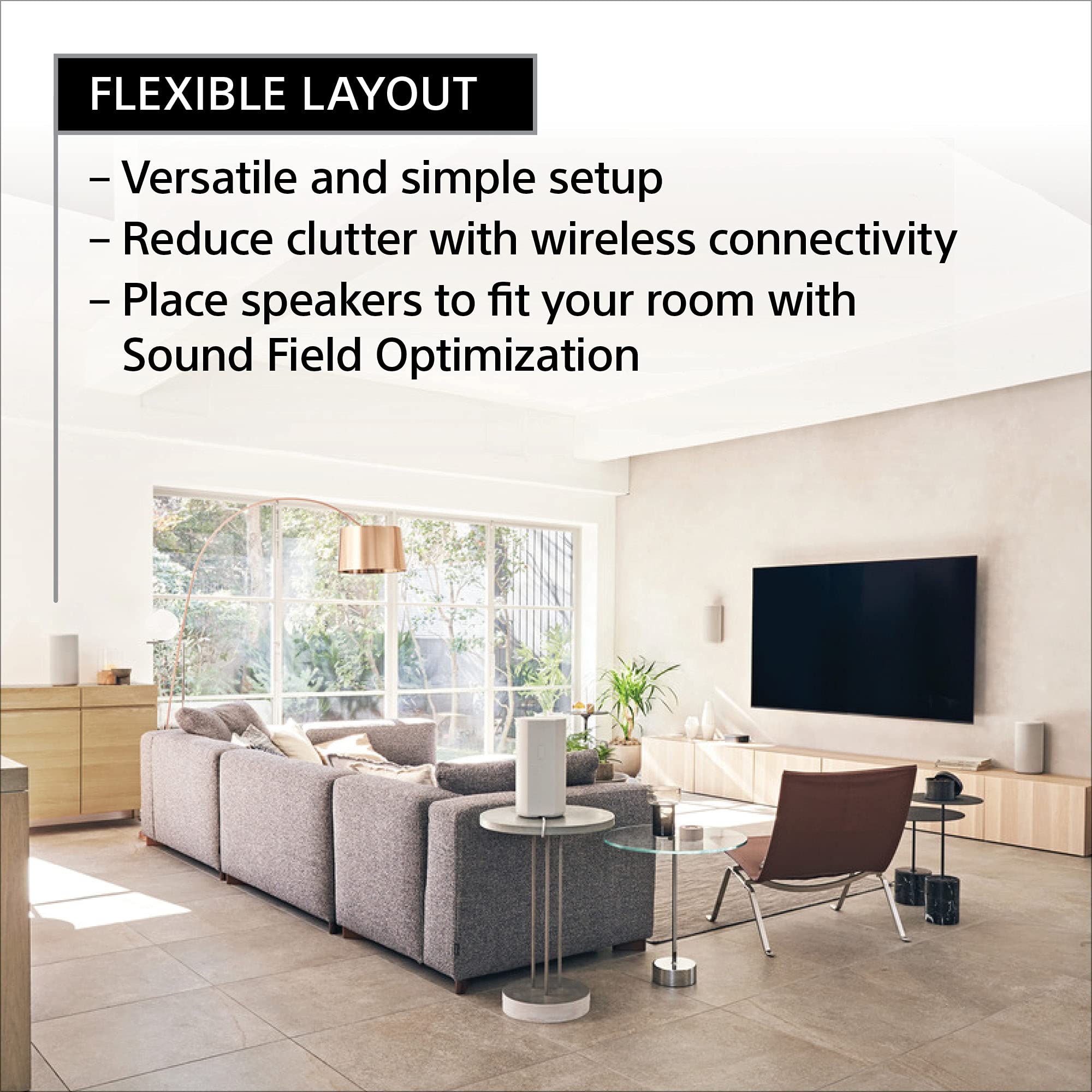 Sony HT-A9 7.1.4ch High Performance Home Theater Speaker System Multi-Dimensional Surround Sound Experience with 360 Spatial Sound Mapping, works with Alexa and Google Assistant,White