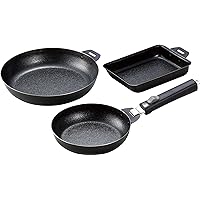 GM-9208 Grill Pan, Fish Grill, Oven, Gas, IH Grill DE Set, Gray Cook, After, Grill, Oven, Gas, IH, Frying Pan, 7.1 inches (18 cm), Frying Pan, 9.4 inches (24 cm), Square Frying Pan,