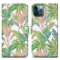 Case Compatible with Apple iPhone 12 PRO MAX - Design Green Rainforest No.8 - Protective Cover with Magnetic Closure, Stand Function and Card Slot