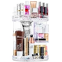 Sorbus 360 Rotating Makeup Organizer - Spinning cosmetics organizer, Adjustable Shelves for Make Up, Perfume & Toiletries - Acrylic Makeup Organizer for Vanity, Bathroom, Bedroom, Closet [Clear]