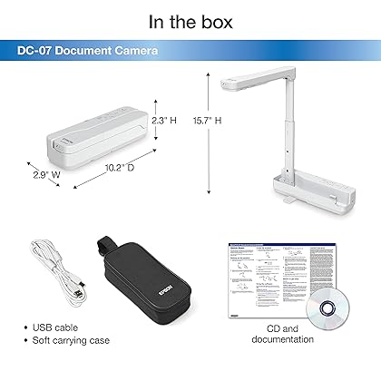 Epson DC-07 Portable Document Camera with USB Connectivity and 1080p Resolution,White