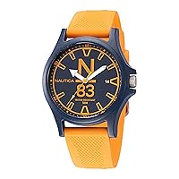 Nautica N83 Men's NAPJSS222 N83 Java Sea Blue/Blue/Orange Silicone Strap Watch