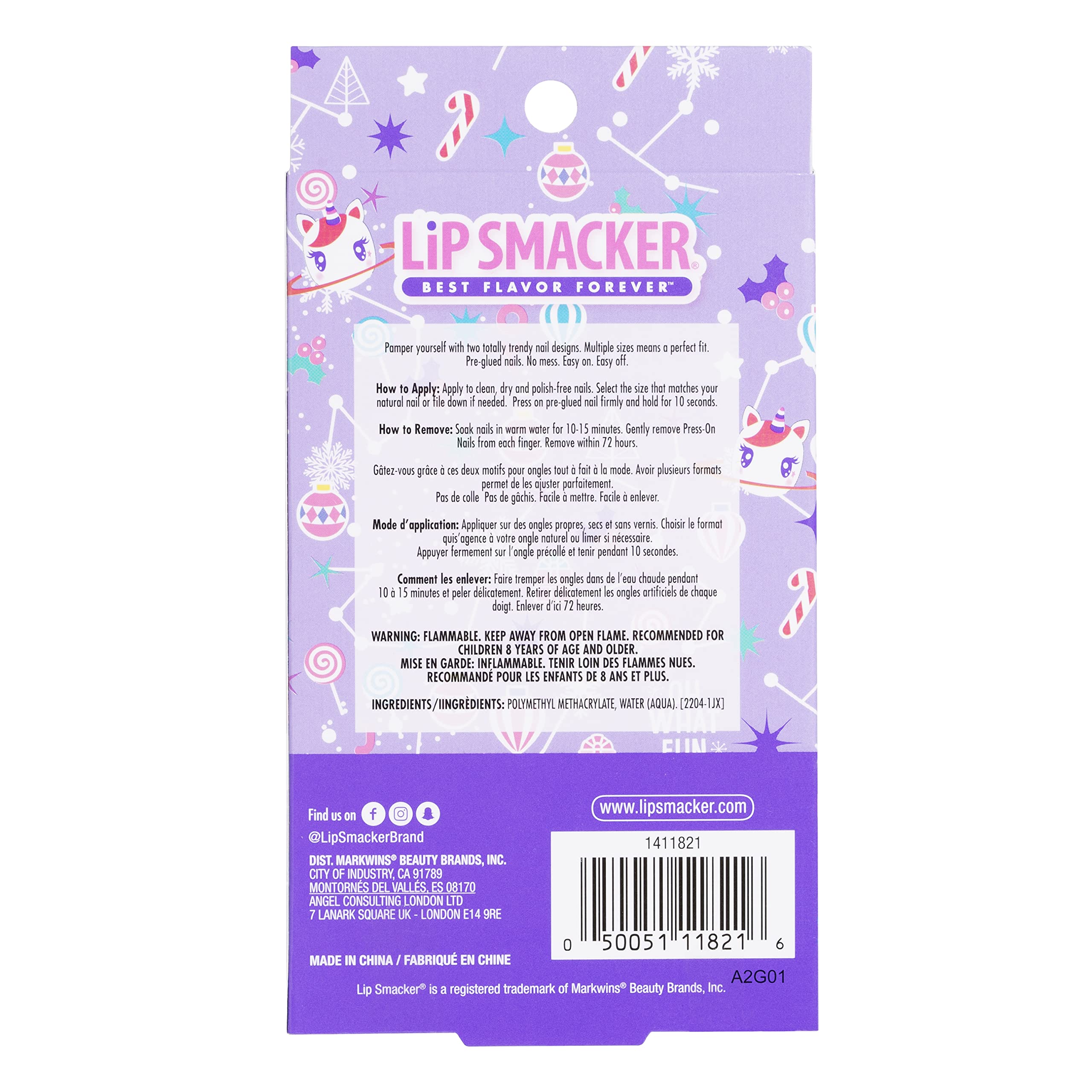 Lip Smacker Unicorn Holiday Press On Nails Stocking Christmas Gifts For Girls Kids