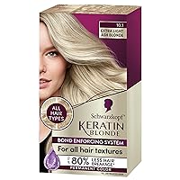 Schwarzkopf Keratin Color Permanent Hair Color, 10.1 Extra Light Ash Blonde, 1 Application-Salon Inspired Permanent Hair Dye, for up to 80% Less Breakage vs Untreated Hair and up to 100% Gray Coverage