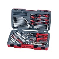 Teng Tools 48 Piece 3/8 Inch Drive 6 Point Metric & SAE Regular/Shallow Socket & Tool Set - T3848, Silver