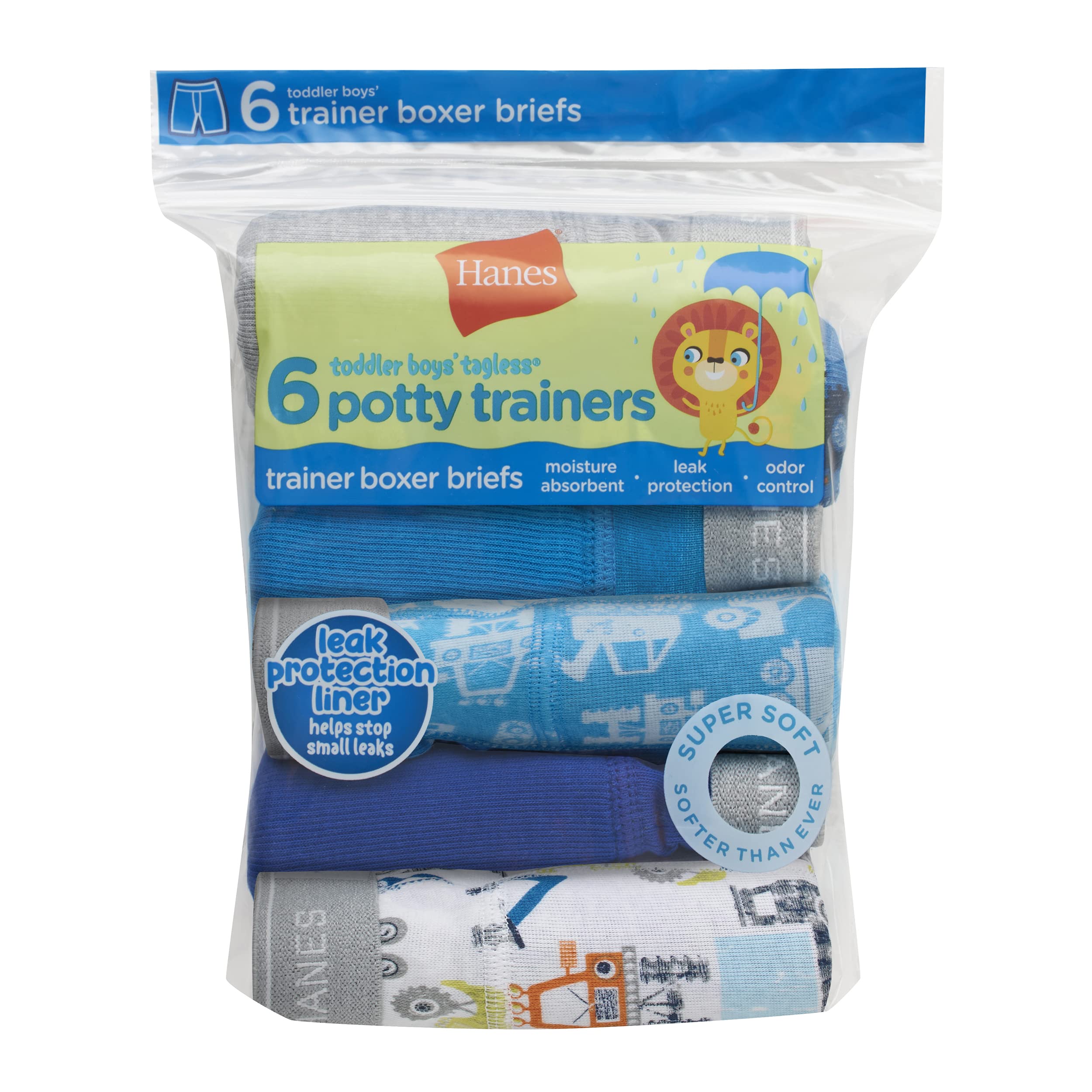 Hanes Toddler Boys' Potty Trainer Underwear, Boxer Briefs & Briefs Available, 6-Pack