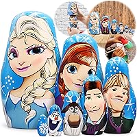 Matryoshka Russian Nesting Doll Babushka Beautiful Cartoon Characters Frozen Elsa Elza 7 Pieces Pcs Wooden Hand Painted Souvenir Craft Gift