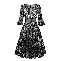 Women Wedding Dress Lace Bridesmaid Vintage Formal Cocktail Party Swing Dresses