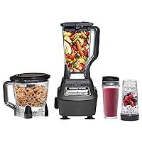 BL770 Mega Kitchen System, 1500W, 4 Functions for Smoothies, Processing, Dough, Drinks & More, with 72-oz.* Blender Pitcher, 64-oz. Processor Bowl, (2) 16-oz. To-Go Cups & (2) Lids, Black