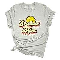 Womens Softball Tshirt Retro Softball Mom Short Sleeve T-Shirt