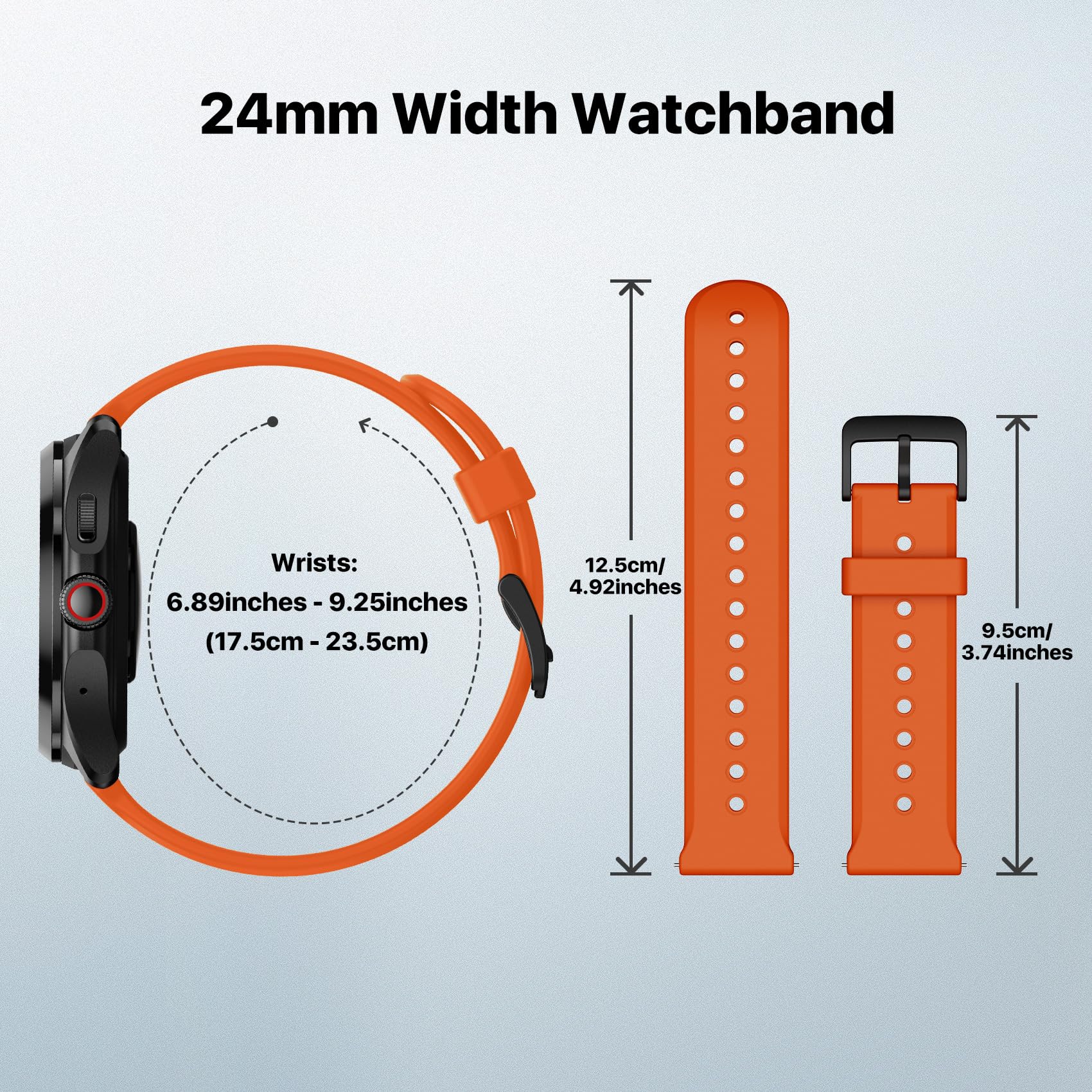 Ticwatch Pro 5 Android Smartwatch for Men Snapdragon W5+ Gen 1 Platform Plus 24mm Width Bonfire Orange Silicone Watch Strap Quick Release Watch Band, Wear OS Smart Watch 80 Hrs Long Battery Life