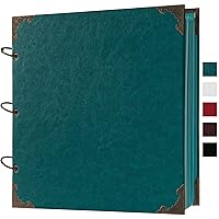 12 x 12 Inch Large Leather Hardcover 80 Pages DIY Scrapbook Photo Album Blank Craft Paper Wedding Anniversary Family Photo Scrapbook Album (Blue, 12 x 12 Inch)