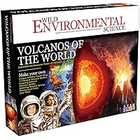 WILD ENVIRONMENTAL SCIENCE Volcanos of The World - Science Kit for Ages 8+ - Create 11 Volcanos, Mineral Pools, Lava Bombs, Tectonic Map and More