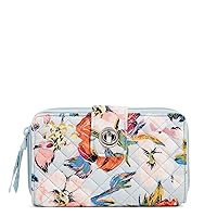 Vera Bradley Women's Cotton Turnlock Wallet With RFID Protection, Sea Air Floral - Recycled Cotton, One Size