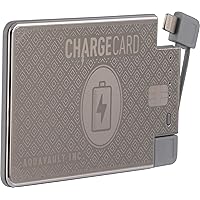 Ultra Thin Emergency Phone Charger. Portable Power Bank that Fits in Your Wallet. Works with All Phones. 2300mAh &1.5A Fast Charge. Built in Cables (Lightning, USB-C, Micro USB) ChargeCard PLATINUM