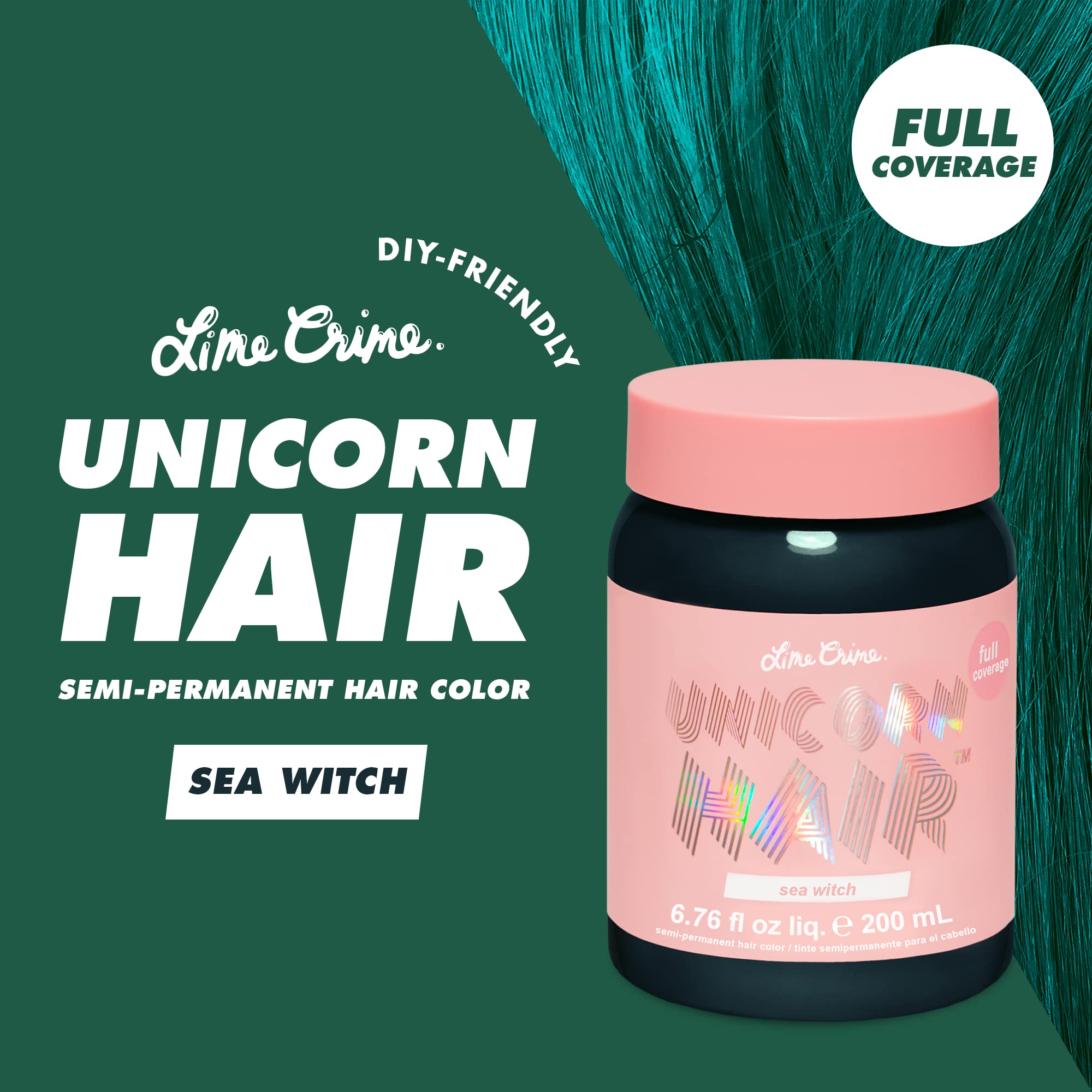 Mua Lime Crime Unicorn Hair Dye Full Coverage, Sea Witch (Rich Teal) -  Vegan and Cruelty Free Semi-Permanent Hair Color Conditions & Moisturizes -  Temporary Green Hair Dye With Sugary Citrus Vanilla