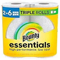 Essentials Select-A-Size Paper Towels, White, 2 Triple Rolls = 6 Regular Rolls