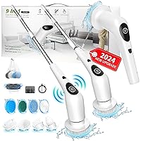 SZFIXEZ Electric Spin Scrubber with 3 Speeds & LED Display, Shower Scrubber for Cleaning, Cordless Cleaning Brush with Adjustable & Detachable, 9 Replaceable Brush Heads for Tile Tub Bathroom TD-8136