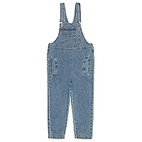 KIDSCOOL SPACE Girls Overalls, Little Big Girls Casual Soft Denim Pants Jumpsuit