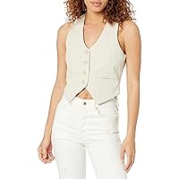 [BLANKNYC] Womens Linen Suede Vest, Bleached Sand, Small-Medium US