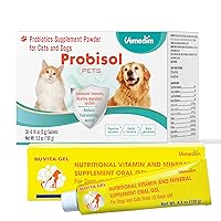 Nutritional Vitamin and Mineral Supplement Oral Gel + Probisol Pets, Probiotic Powder, Dogs and Cats Multivitamin Gel, Maintain Good Health, Energy Boost, Support Immune & Digestive System