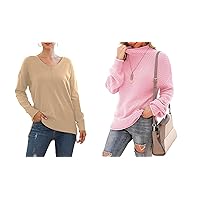Jouica Womens Fall Casual Long Sleeve Pullover Sweater,Large