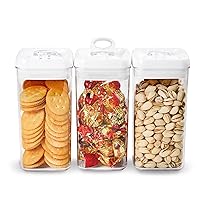 Felli Flip Tite Airtight Food Storage Container with Lid 4” Regular-L Lock Top, Stackable Kitchen Canister Acrylic Jar for Pantry Cabinet Cupboard Snack Cracker Pet Treats Organizer Cat Dog (1.3 qt)
