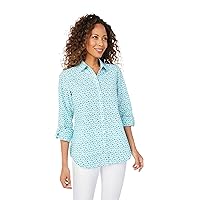 Foxcroft Women's Zoey Long Sleeve with Roll Tab Chevron Blouse