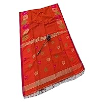 Indian Woman's Formal Linen by Linen Floral Motif saree Blouse Sari 902E