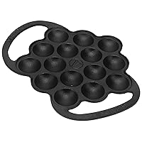 Cast Iron Poffertjes Dutch Pancake Pan with Loop Handles, Preseasoned with Flaxseed Oil, Made in Colombia