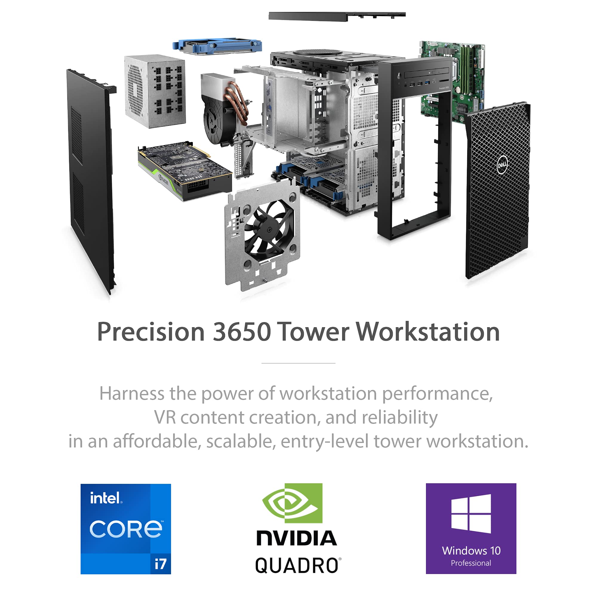 2021 Dell Precision 3650 Tower Workstation Desktop, Intel i7-11700, Quadro P1000 4G, 64GB RAM, 2TB SSD + 4TB HDD, No-DVD, WiFi 6, Type-C, DisplayPort, Keyboard & Mouse, Win 10 Pro