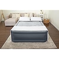 Queen Air Mattress | Supersoft Snugable Top, Extra Durable Tough Guard with Built-in Pillow | Raised 22