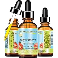 TOMATO SEED OIL 100% Pure Natural Virgin Unrefined Cold-pressed Carrier Oil 4 Fl oz 120 ml For Face, Skin, Body, Hair, Lip, Nails. Rich in Vitamin E, Lycopene by Botanical Beauty