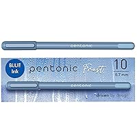 Pentonic Ballpoint Pens, 10 Count, Frosted Pale Blue Barrel with Blue Ink, 0.7 mm Fine Point, Smooth Writing For Journaling & Note Taking (PEN13085)