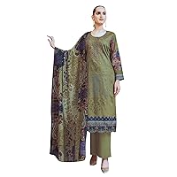 ladyline Cotton Pakistani Printed Embroidered Salwar Kameez Dress | Lawn Cotton Dupatta
