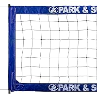 Regulation Size Indoor/Outdoor Professional Volleyball Net with Steel Cable Top and Bottom, Blue, One Size