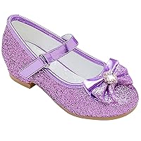 Furdeour Girls Dress Shoes Mary Jane Wedding Flower Bridesmaids Heels Glitter Princess Shoes for Kids Toddler