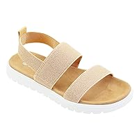 Vonair Girls Rainbow Sandals Open Toe Elastic Back Strap Comfortable Summer Sandals with Soft Rubber Sole