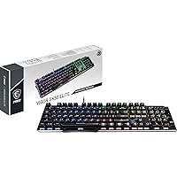 MSI Vigor GK50 Elite LL Mechanical Gaming Keyboard - Kailh Blue Switches (Clicky), Ergonomic Keycaps, Brushed Metal Finish, Anti-Slip Base, Per-Key RGB Mystic Light, USB 2.0 - Full-Sized