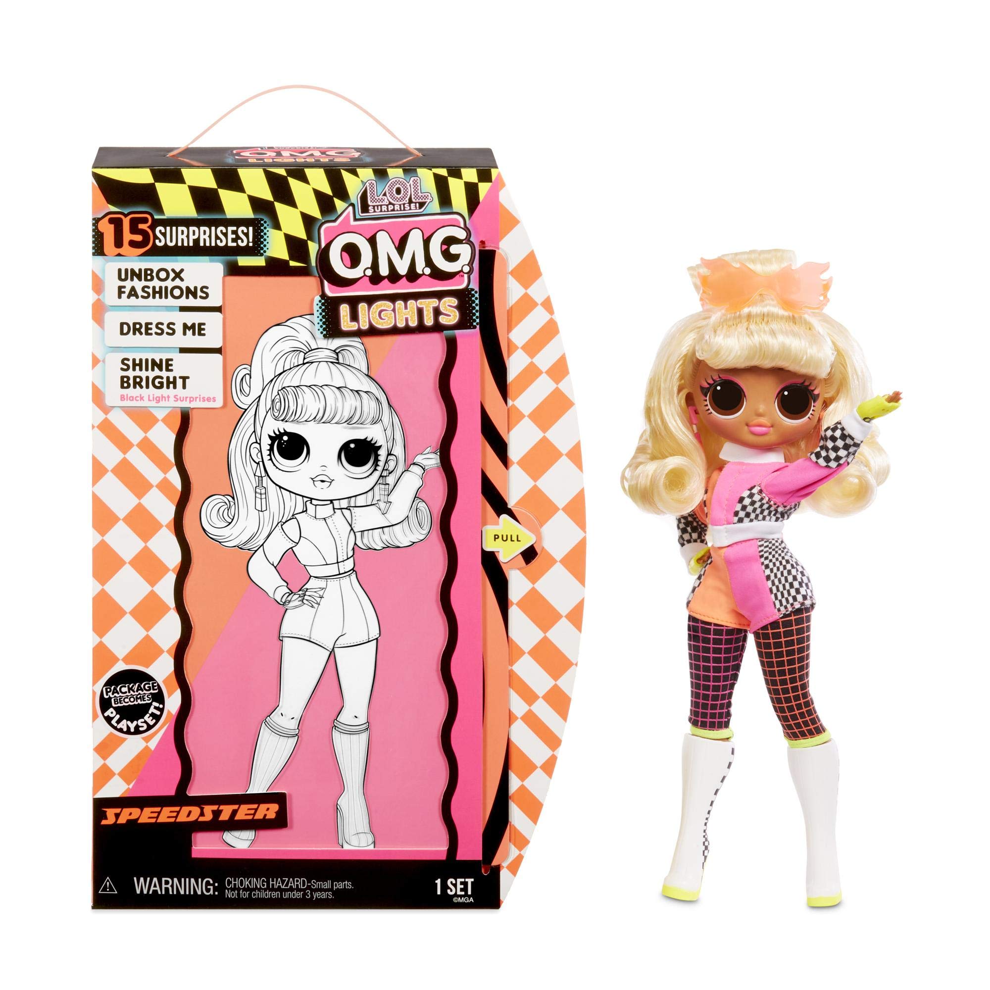 L.O.L. Surprise! O.M.G. Lights Speedster Fashion Doll with 15 Surprises, Multicolor