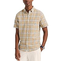 Nautica Men's Plaid Linen Short-Sleeve Shirt