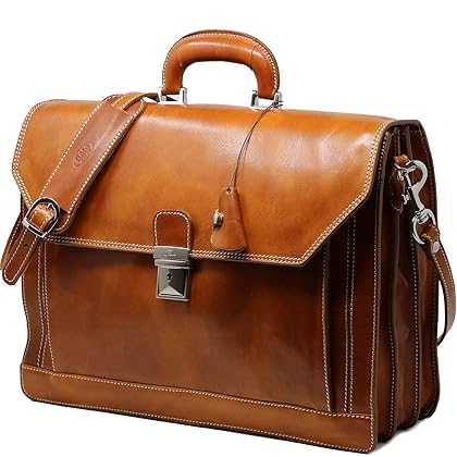 Floto Venezia Olive (Honey) Brown Briefcase Attache Lap-top Case