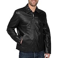 Men's Big and Tall New Zealand Lambskin Leather Classic Open Bottom Jacket